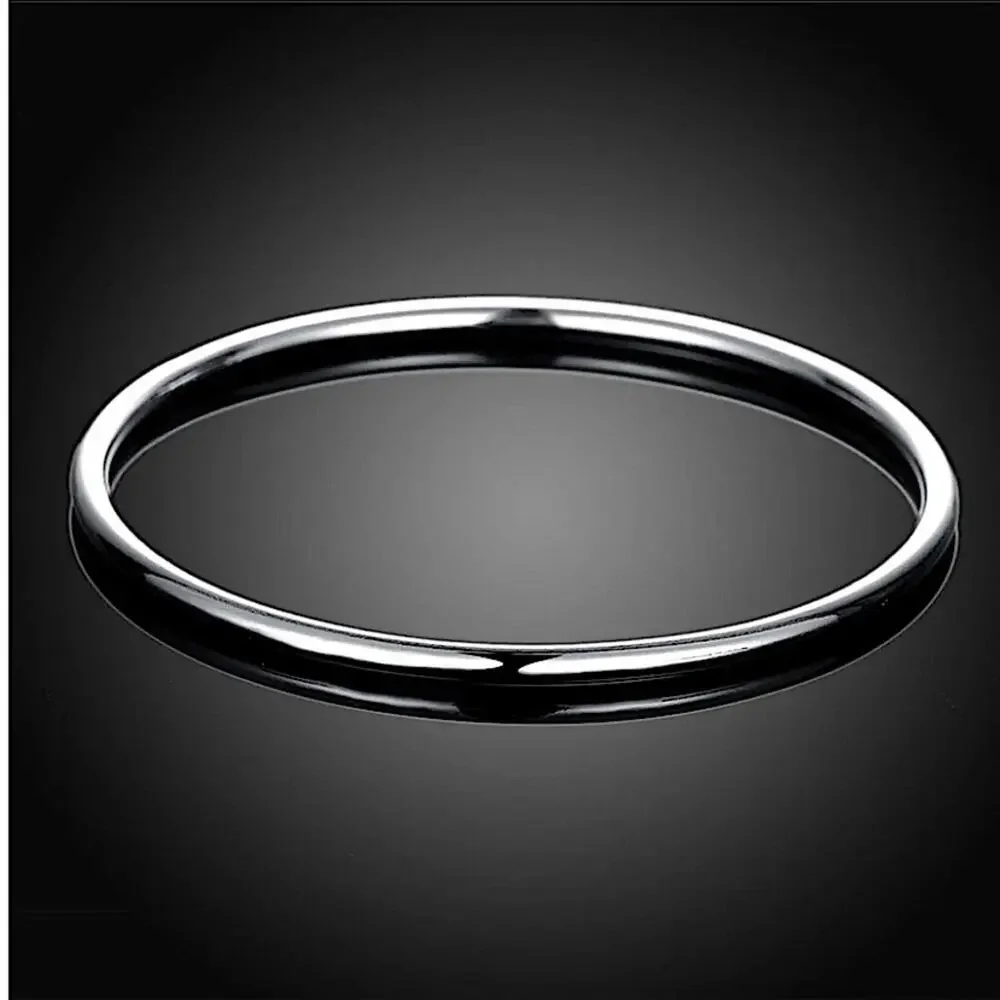 Sterling Silver Thin Minimalist Bangle Stackable Bracelet